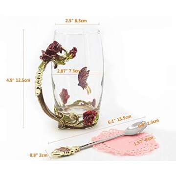 Guon-Wuvl Gifts for Mom Women Mothers Day Flower Cups Tea Mug With Tea Spoon Valentines Day Christma...