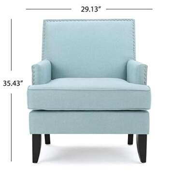 Christopher Knight Home Tilla Fabric Club Chair, Light Blue 29.13D x 30.31W x 35.43H Inch
