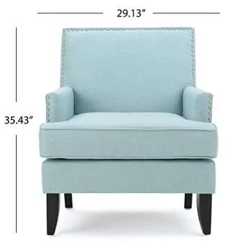 Christopher Knight Home Tilla Fabric Club Chair, Light Blue 29.13D x 30.31W x 35.43H Inch