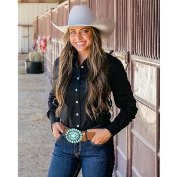 XuoAz Vintage-Western Rhinestone Buckle Belt for Women