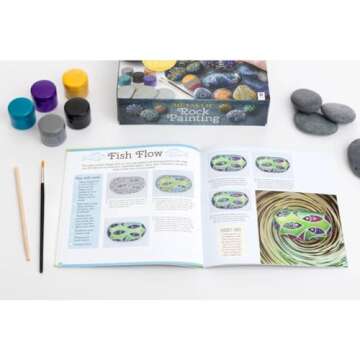 Metallic Rock Painting Box Set - DIY Rock Painting for Adults - Rocks, Brush, Paint Included - Mandala Stone Artist - Create Rock Artwork at Home - Arts and Craft for Adults - Adult Hobbies