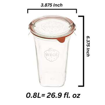 Weck Jars Large Quadro 769-26.9 fl. Oz | Jars Made of Transparent Glass | Eco-Friendly Canning Jar |...