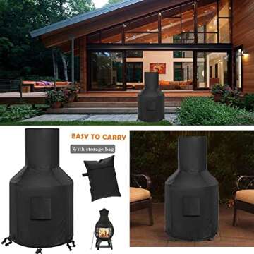 Kovshuiwe Chiminea Cover,Outdoor Patio Chiminea Cover,Chimney Fire Pit Heater Cover,Chiminea Accessories Outdoor Patio Chiminea Covers,Chiminea Cover Outdoor Waterproof,Durable(48X25X13 inch)