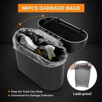 Stemni Car Trash Can Bin with Lid and 150pcs Trash Bags 2pack Small Car Garbage Can Leakproof Mini Car Accessories Trash Bin Car Dustbin Organizer Container for Car Office Home