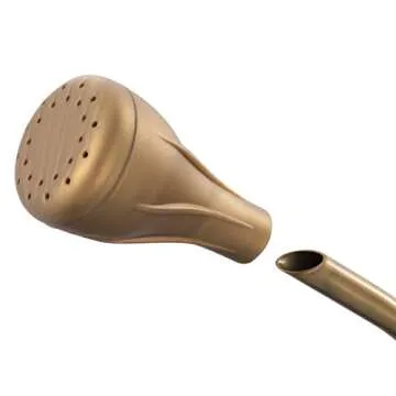 Yowo 1/2 Gallon 68oz Long Spout Stainless Steel Gold Colored Watering Can for Indoor Plant Watering or Outdoor Gardening with 2 Removable Spray Spout for Flowers, Medium