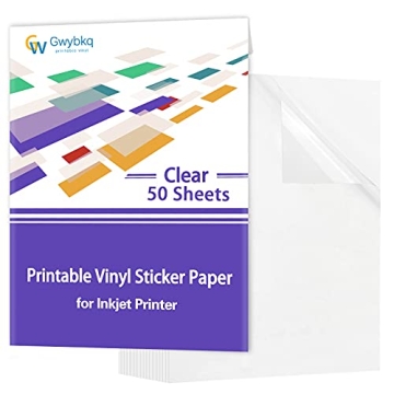 Gwybkq Clear Vinyl Sticker Paper 50 Sheets for Inkjet