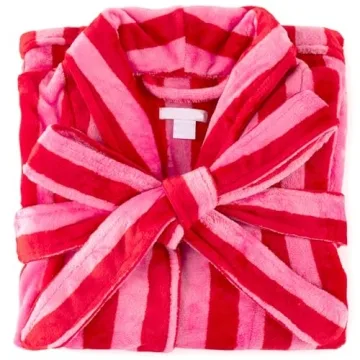 Stylish Pivanzore Women's Striped Fleece Robe for Comfort