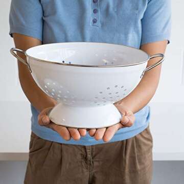 Now Designs Metal Colander, 3-Quart, White