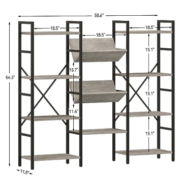 Amyove 4 Tier Industrial Bookshelf for Home Office