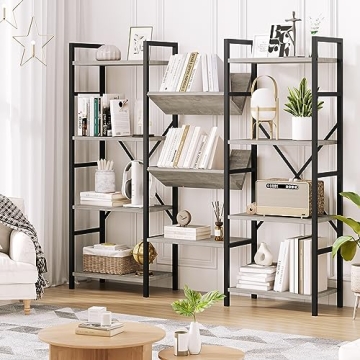 Amyove 4 Tier Industrial Bookshelf for Home Office