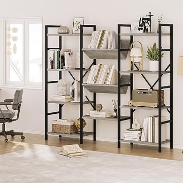 Amyove 4 Tier Industrial Bookshelf for Home Office