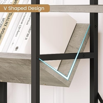 Amyove 4 Tier Industrial Bookshelf for Home Office