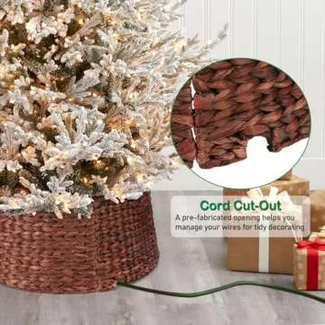 5-Piece Rattan Christmas Tree Collar for Festive Decor