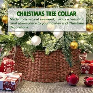 5-Piece Rattan Christmas Tree Collar for Festive Decor
