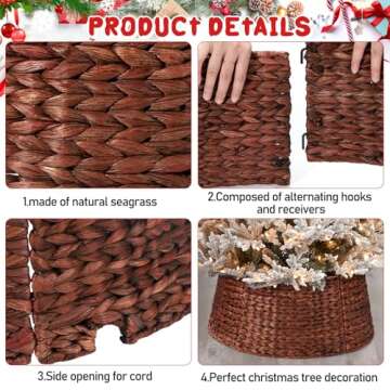 5-Piece Rattan Christmas Tree Collar for Festive Decor