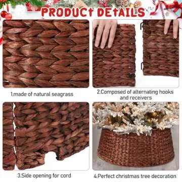 5-Piece Rattan Christmas Tree Collar for Festive Decor