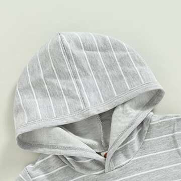 Toddler Baby Boy Summer Outfit Short Sleeve Hooded Stripes Top Casual Shorts Set Infant Newborn Clothes 6 12 18 24 Month (Gray, 18-24 Months)