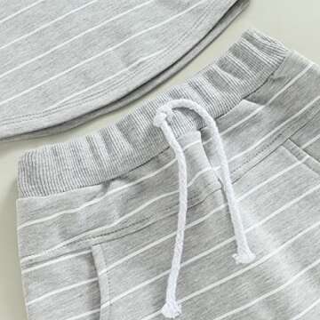 Toddler Baby Boy Summer Outfit Short Sleeve Hooded Stripes Top Casual Shorts Set Infant Newborn Clothes 6 12 18 24 Month (Gray, 18-24 Months)