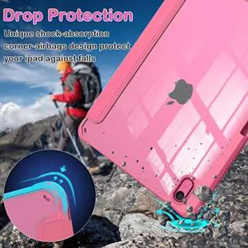 OKP for New iPad 10th Generation Case 2022, ipad 10.9 inch Case with Trifold Stand, Auto Wake/Sleep, Protective Cover with Slim Lightweight Clear PC Back Shell for Women Men, Rose Red