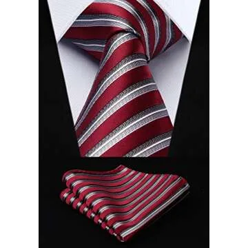 HISDERN Men's Necktie Collections, Lot 5 PCS Classic Men's Silk Tie Set Necktie & Pocket Square with Gift Box,T5-s4,One Size