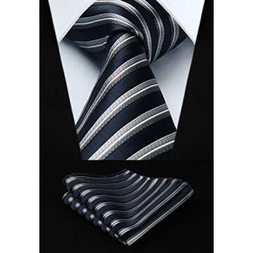 HISDERN Men's Necktie Collections, Lot 5 PCS Classic Men's Silk Tie Set Necktie & Pocket Square with Gift Box,T5-s4,One Size