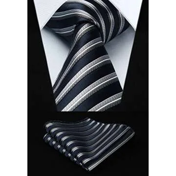 HISDERN Men's Necktie Collections, Lot 5 PCS Classic Men's Silk Tie Set Necktie & Pocket Square with Gift Box,T5-s4,One Size