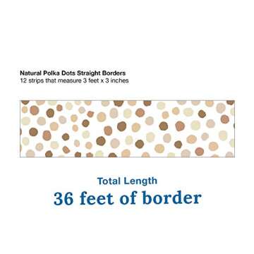 Schoolgirl Style Simply Stylish Natural Polka Dots Straight Borders-12-Piece Bulletin Board Border Strips with Polka Dots, Border Trim for Classroom or Homeschool Decor (3' x 3")