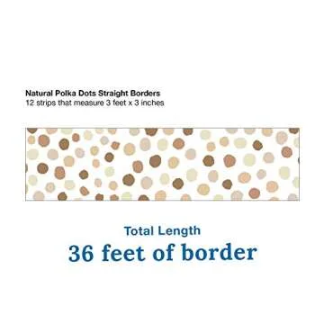 Schoolgirl Style Simply Stylish Natural Polka Dots Straight Borders-12-Piece Bulletin Board Border Strips with Polka Dots, Border Trim for Classroom or Homeschool Decor (3' x 3")