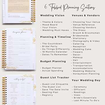 Wedding Planning Book and Organizer - Elegant Engagement Gift 18-Month Calendar Checklist Best Plann...