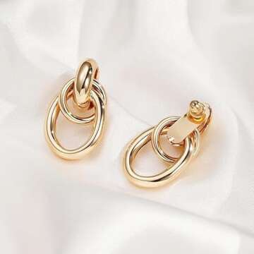 PANSHI Chunky Gold Earrings for Women Trendy Gold Statement Earrings Large Dangle Drop Earrings Gold Jewelry Gifts (Gold - Large)