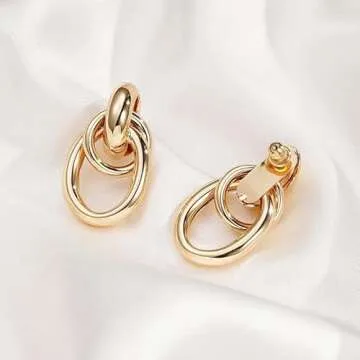 PANSHI Chunky Gold Earrings for Women Trendy Gold Statement Earrings Large Dangle Drop Earrings Gold Jewelry Gifts (Gold - Large)