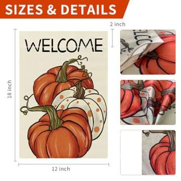 Fall Garden Flag Welcome Pumpkins 12x18 Inch Double Sided Fall Flag Autumn Thanksgiving Holiday Yard Outdoor Decoration