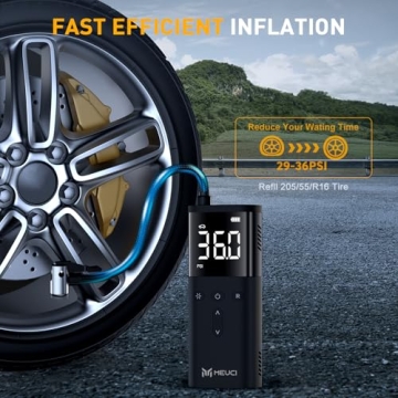 MEUCI Tire Inflator - Compact 150 PSI Air Pump for Cars, Bikes & More