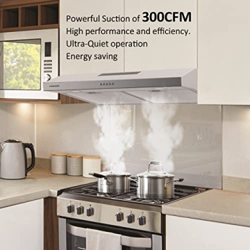 FIREGAS 30 inch Under Cabinet Range Hood - Energy Efficient & Quiet Operation