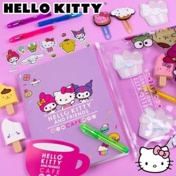 Hello Kitty & Friends Café Stationery Set, 22-Piece Sanrio Stationery, Cute School Supplies, Sanrio...