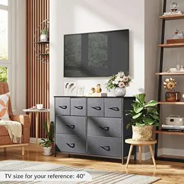 WLIVE Dresser for Bedroom with 8 Drawers, Wide Fabric Dresser for Storage and Organization, Bedroom Dresser, Chest of Drawers for Living Room, Closet, Hallway, Dark Grey