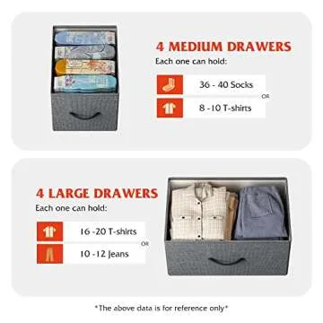 WLIVE Dresser for Bedroom with 8 Drawers, Wide Fabric Dresser for Storage and Organization, Bedroom Dresser, Chest of Drawers for Living Room, Closet, Hallway, Dark Grey