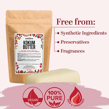 Better Shea Butter Raw Kokum Butter Unrefined - Body Butter Bar for Soap Making and DIY Butter, Skin...