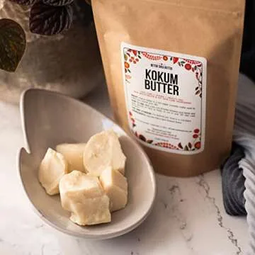 Better Shea Butter Raw Kokum Butter Unrefined - Body Butter Bar for Soap Making and DIY Butter, Skin and Hair Products - Pure, Unscented Skin Butter for Lotion Base - Kokum Butter 8 oz Block