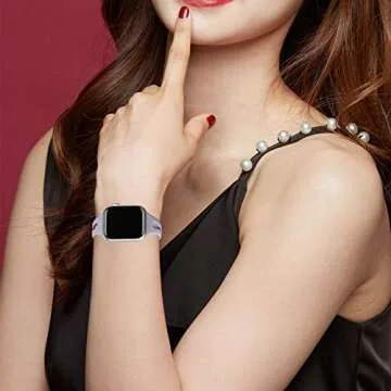 Bandiction Sport Band Compatible with Apple Watch Band 38mm 40mm 42mm 44mm Series 3 Series 5 Breathable Silicone Narrow Slim iWatch Bands Replacement Strap for iWatch SE Series 6 5 4 3 2 1, 2 Pack