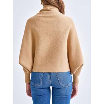 Saodimallsu Womens Open Front Cardigan Batwing Long Sleeve Shawl Chunky Knit Loose Fall Poncho Sweater Coats Khaki