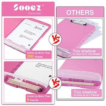 Sooez High Capacity Clipboard with Storage for Office Use