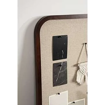 Kate and Laurel Hutton Transitional Pinboard, 20 x 30, Walnut Brown, Radius Rectangle Wall Organizer with Fabric Pinning Surface