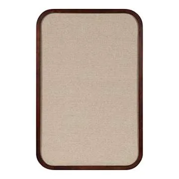 Kate and Laurel Hutton Transitional Pinboard, 20 x 30, Walnut Brown, Radius Rectangle Wall Organizer with Fabric Pinning Surface