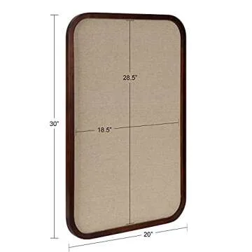 Kate and Laurel Hutton Transitional Pinboard, 20 x 30, Walnut Brown, Radius Rectangle Wall Organizer with Fabric Pinning Surface