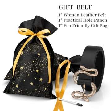 Stylish Taffeta Alley Black Women's Leather Belt