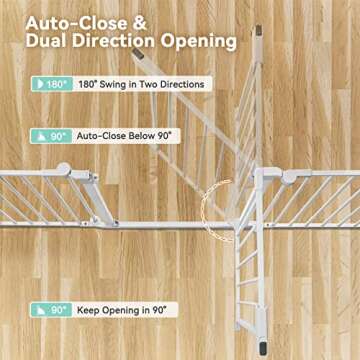 COMOMY 198" Baby Gate Extra Wide, Dog Gate Pet Gate for House Stairs Doorways Fireplace, Adjustable 3 in 1 Play Yard Child Safety Gate, Auto Close, Hardware Mounted (30" Tall, White)