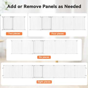 COMOMY 198" Baby Gate Extra Wide, Dog Gate Pet Gate for House Stairs Doorways Fireplace, Adjustable 3 in 1 Play Yard Child Safety Gate, Auto Close, Hardware Mounted (30" Tall, White)