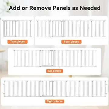 COMOMY 198" Baby Gate Extra Wide, Dog Gate Pet Gate for House Stairs Doorways Fireplace, Adjustable 3 in 1 Play Yard Child Safety Gate, Auto Close, Hardware Mounted (30" Tall, White)