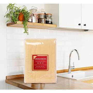 Utopia Kitchen Beige Flour Sack Towels [12 Pack - 28 x 28 Inch] 100% Cotton Tea Towels for Cleaning & Drying - Highly Absorbent Kitchen Dish Cloth